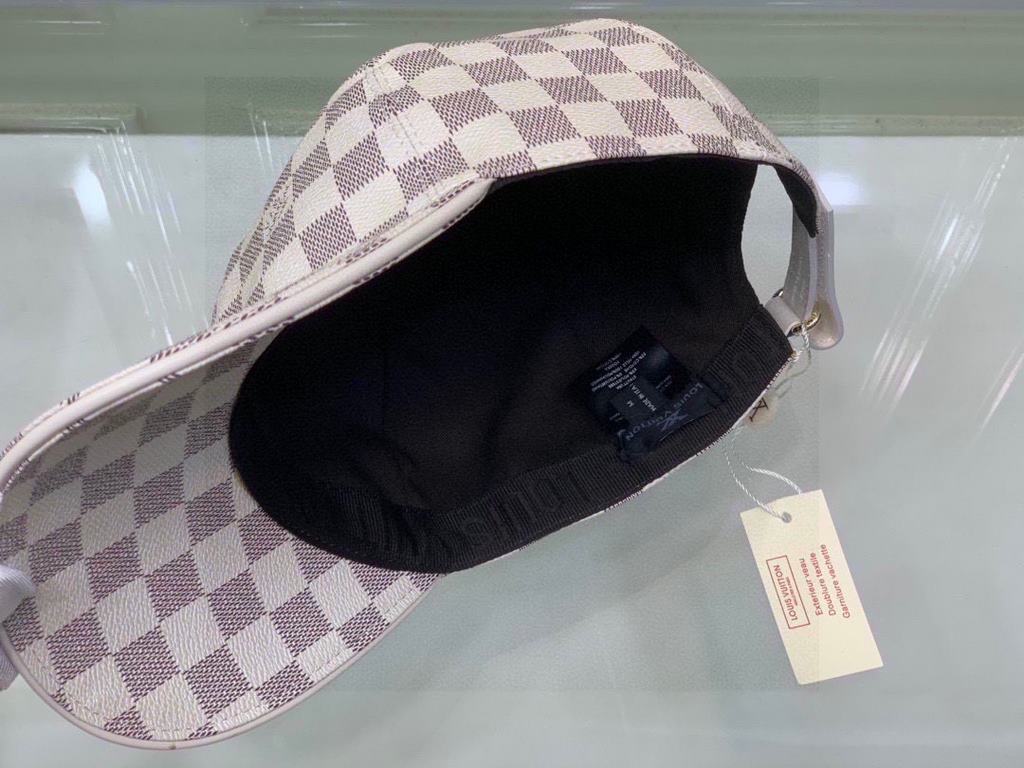 LV Louis Vuitton classic original single baseball cap, classic pu white latticeWith packaging cloth bag, LV Louis Vuitton classic original single baseball cap, classic pu white grid, 11 open mold customized, the original