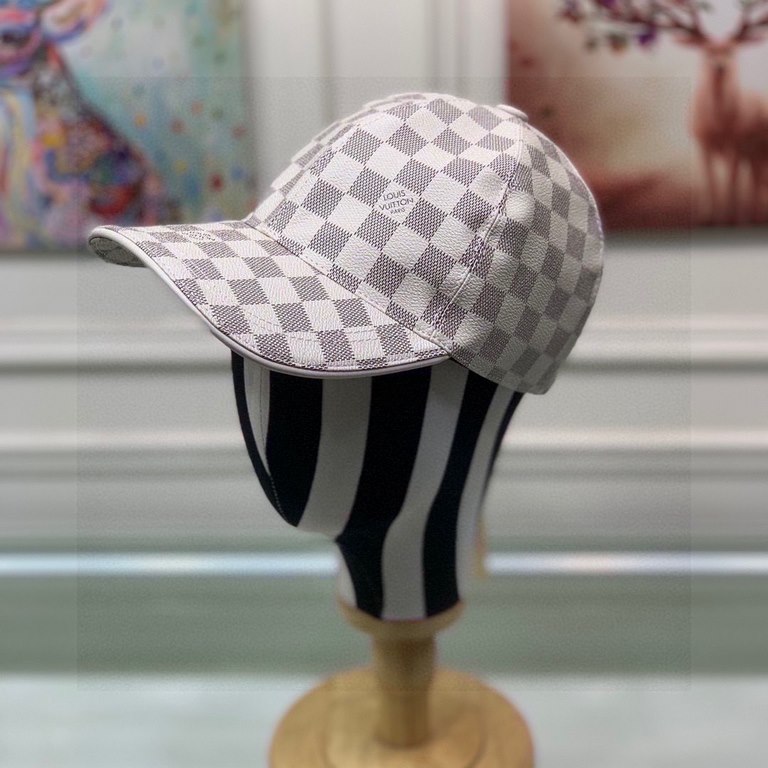 LV Louis Vuitton classic original single baseball cap, classic pu white latticeWith packaging cloth bag, LV Louis Vuitton classic original single baseball cap, classic pu white grid, 11 open mold customized, the original