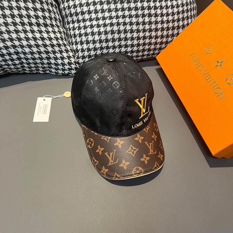 With box cloth bag, LV (Louis Vuitton) new original single baseball cap, old flower splicing, 11 open mold customized, the original printing satin fabric   counter old flower leather, workmanship is meticulous and perfec