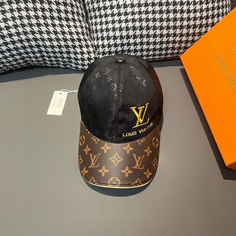 With box cloth bag, LV (Louis Vuitton) new original single baseball cap, old flower splicing, 11 open mold customized, the original printing satin fabric   counter old flower leather, workmanship is meticulous and perfec