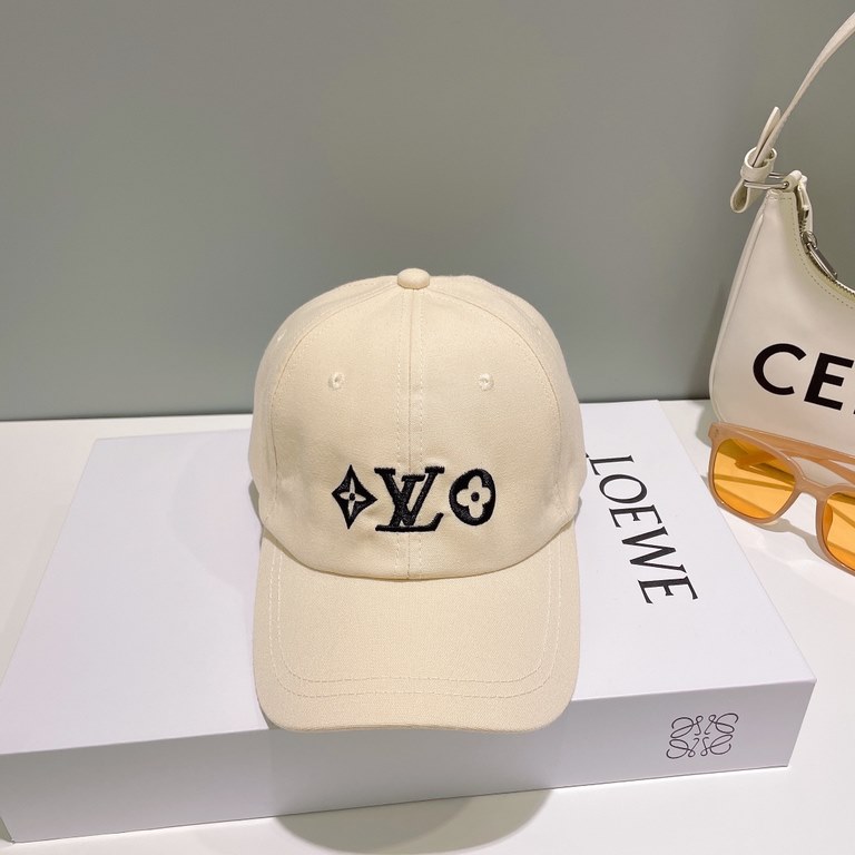 LV Louis Vuitton original single embroidered baseball cap Counter hot models cotton lining, lightweight and breathable. Perfect version of the grid accurate, original quality, exclusive physical shooting, men and women a