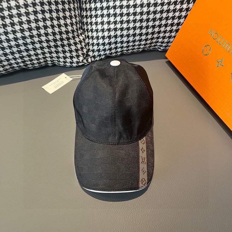 LV Louis VuittonWith packaging cloth bag, LV Louis Vuitton new original single baseball cap, classic checkerboard grid, 11 open mold customized, the original counter fabric   head layer cowhide, small square fashion hand