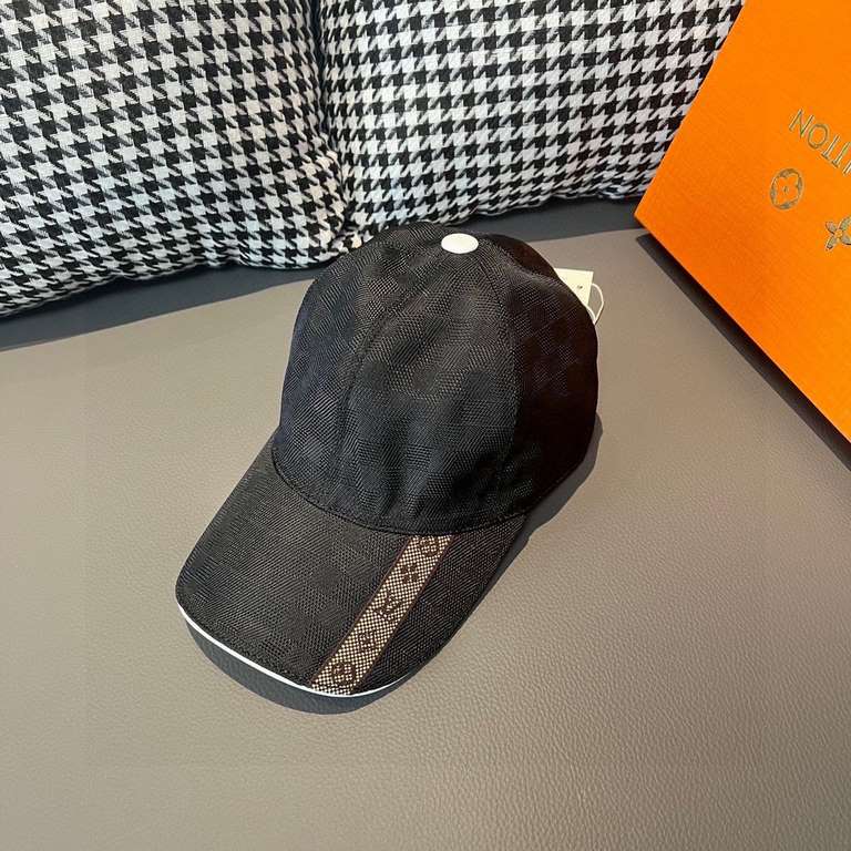 LV Louis VuittonWith packaging cloth bag, LV Louis Vuitton new original single baseball cap, classic checkerboard grid, 11 open mold customized, the original counter fabric   head layer cowhide, small square fashion hand