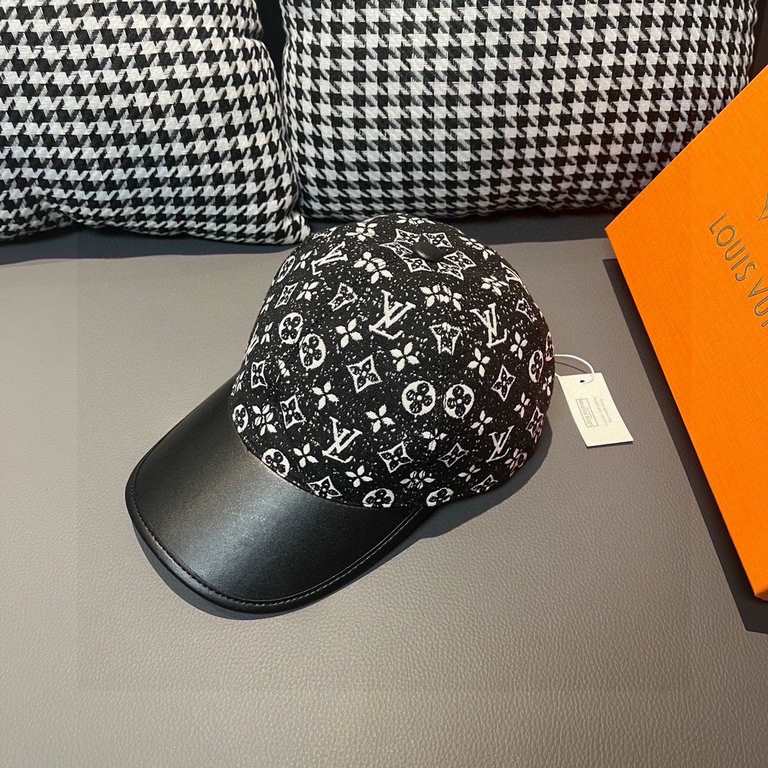 LV (Louis Vuitton) new original single baseball cap.With box cloth bag, LV (Louis Vuitton) new original single baseball cap, cowhide splicing, 11 open mold customized, original denim fabric, workmanship is meticulous and