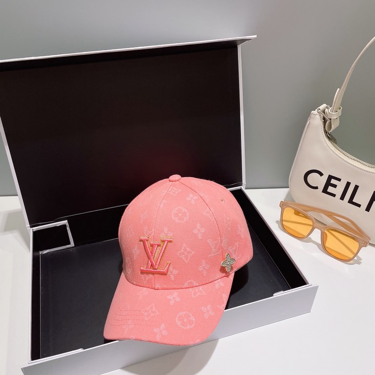 LV   counter new Louis Vuitton home embroidery baseball cap, simple and generous Men and women universal sun hat