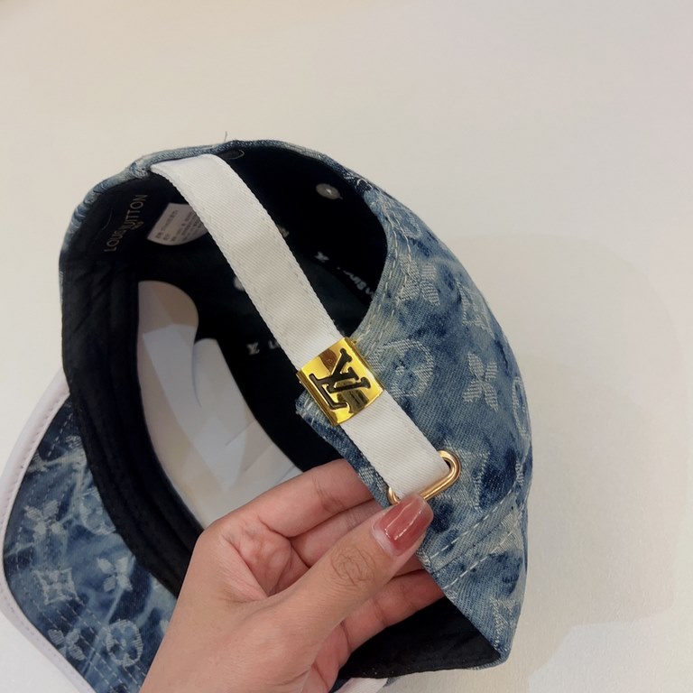 Louis Vuitton Baseball Cap LouisVuitton   new LV baseball cap, heavy duty, perfect splicing washed denim, high-end atmospheric