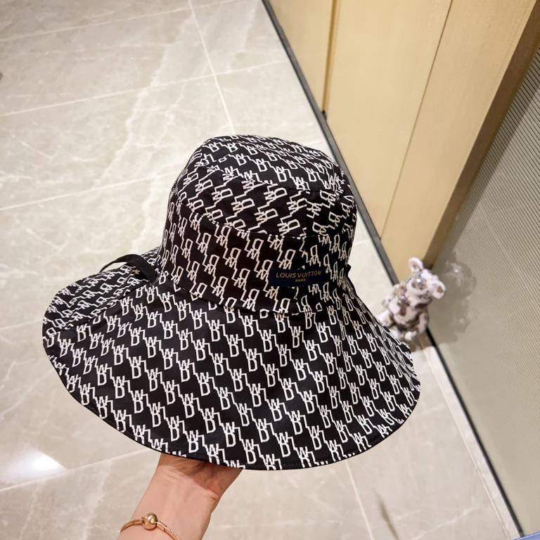 with dust bag [LV Louis Vuitton] 2023 spring and summer new large-brimmed double-sided big brand bear fisherman's hat, sunshade big models super good with the closed eyes into one of the