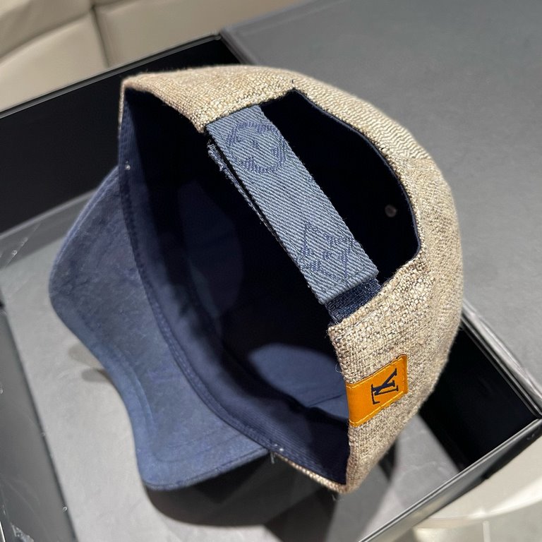 LV (Louis Vuitton) new original single baseball cap, old flower splicing, 11 open mold customized, original denim fabric   counter old flower leather, meticulous and perfect workmanship, superb quality, the base head cir