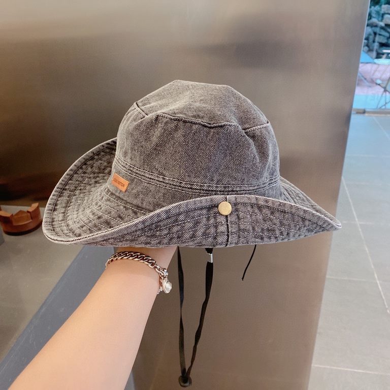 ￥P￥Lv Louis Vuitton Cowboy Fisherman's Hat, Outdoor Cowboy Hat, Head Circumference 57, cm Unisex