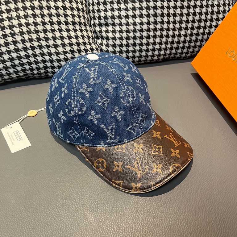 LV (Louis Vuitton).With box cloth bag, LV (Louis Vuitton) new original single baseball cap, old flower splicing, 11 open mold customized, original denim fabric   counter old flower leather, workmanship is meticulous and 