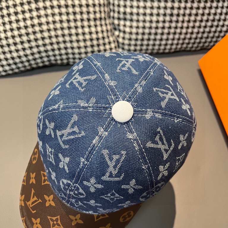 LV (Louis Vuitton).With box cloth bag, LV (Louis Vuitton) new original single baseball cap, old flower splicing, 11 open mold customized, original denim fabric   counter old flower leather, workmanship is meticulous and 