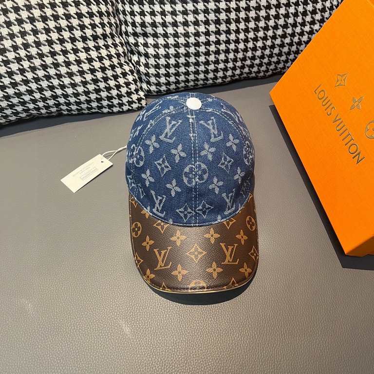 LV (Louis Vuitton).With box cloth bag, LV (Louis Vuitton) new original single baseball cap, old flower splicing, 11 open mold customized, original denim fabric   counter old flower leather, workmanship is meticulous and 