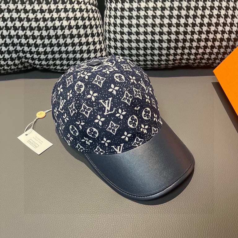 LV (Louis Vuitton) new original single baseball cap.With box cloth bag, LV (Louis Vuitton) new original single baseball cap, cowhide splicing, 11 open mold customized, original denim fabric, workmanship is meticulous and