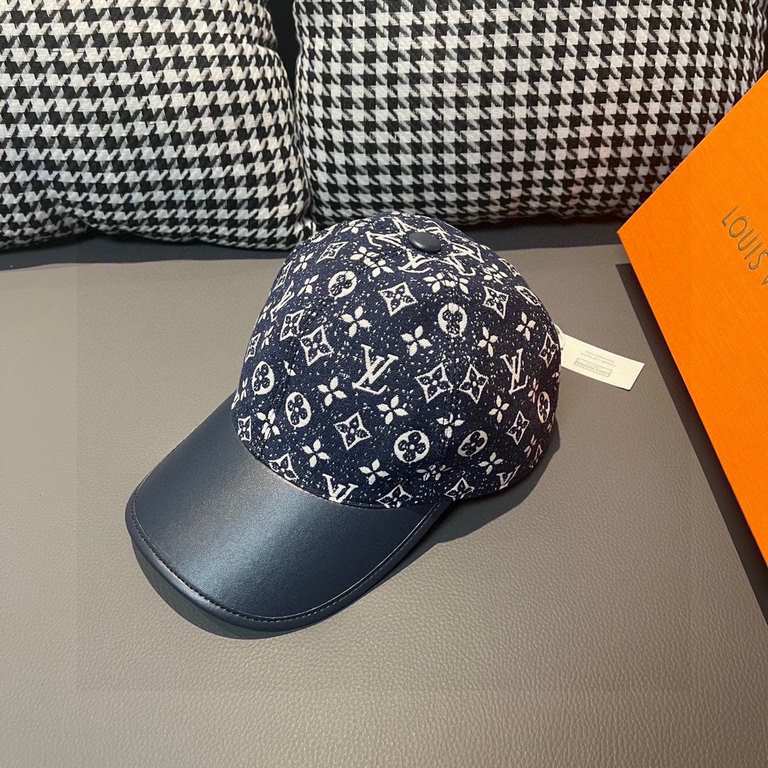 LV (Louis Vuitton) new original single baseball cap.With box cloth bag, LV (Louis Vuitton) new original single baseball cap, cowhide splicing, 11 open mold customized, original denim fabric, workmanship is meticulous and