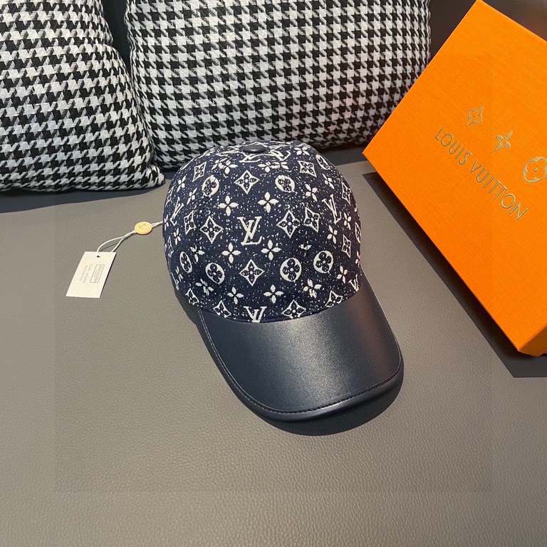 LV (Louis Vuitton) new original single baseball cap.With box cloth bag, LV (Louis Vuitton) new original single baseball cap, cowhide splicing, 11 open mold customized, original denim fabric, workmanship is meticulous and