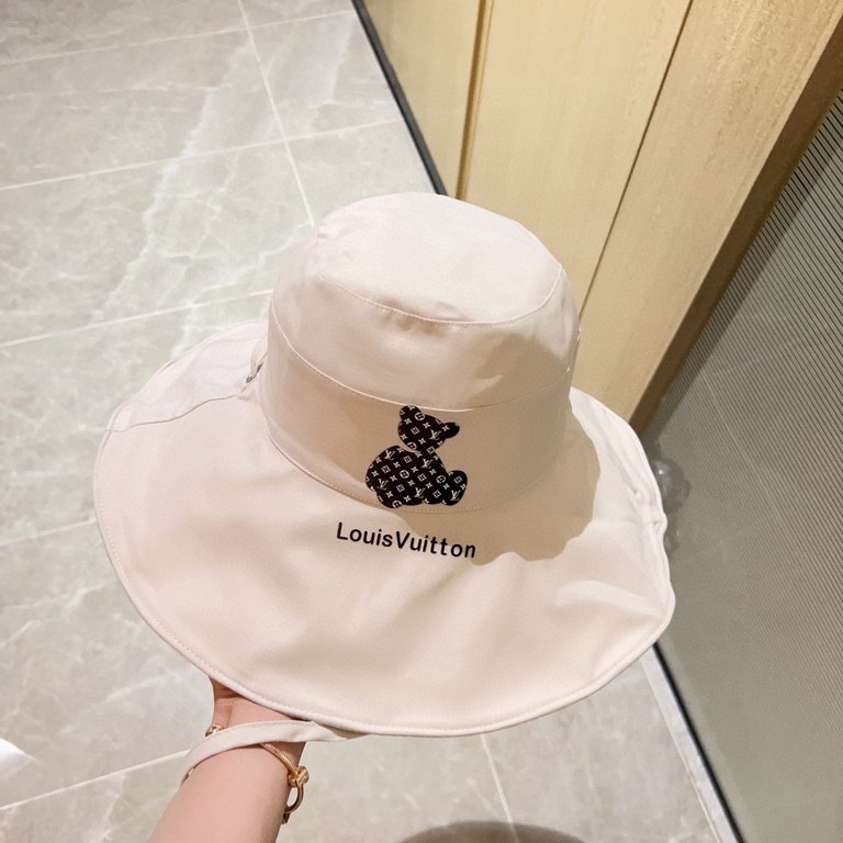 with dust bag [LV Louis Vuitton] 2023 spring and summer new large-brimmed double-sided big brand bear fisherman hat, sunshade big models super good with the eyes closed into a