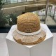 lv summer seaside leisure beach hat hundred with mesh pearl straw fisherman hat foldable hat outing sun hat