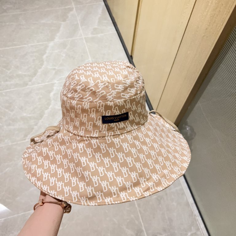 with dust bag [LV Louis Vuitton] 2023 spring and summer new large-brimmed double-sided big brand bear fisherman's hat, sunshade big models super good with the closed eyes into one of the