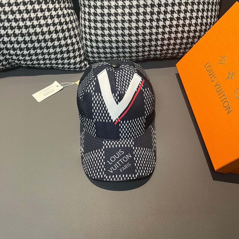 Explosive strong back to stockWith box cloth bag, LV (Louis Vuitton) new original single baseball cap, big V silkscreen, counter 11 open mold customized, original custom fabric   head layer cowhide, cotton lining, light 