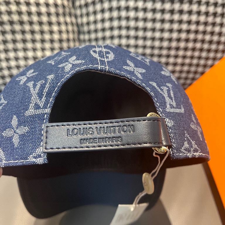 With box cloth bag, LV (Louis Vuitton) new original single baseball cap, cowhide embossed, 11 open mold customized, original denim fabric, workmanship is meticulous and perfect, the quality is superb, the base head circu