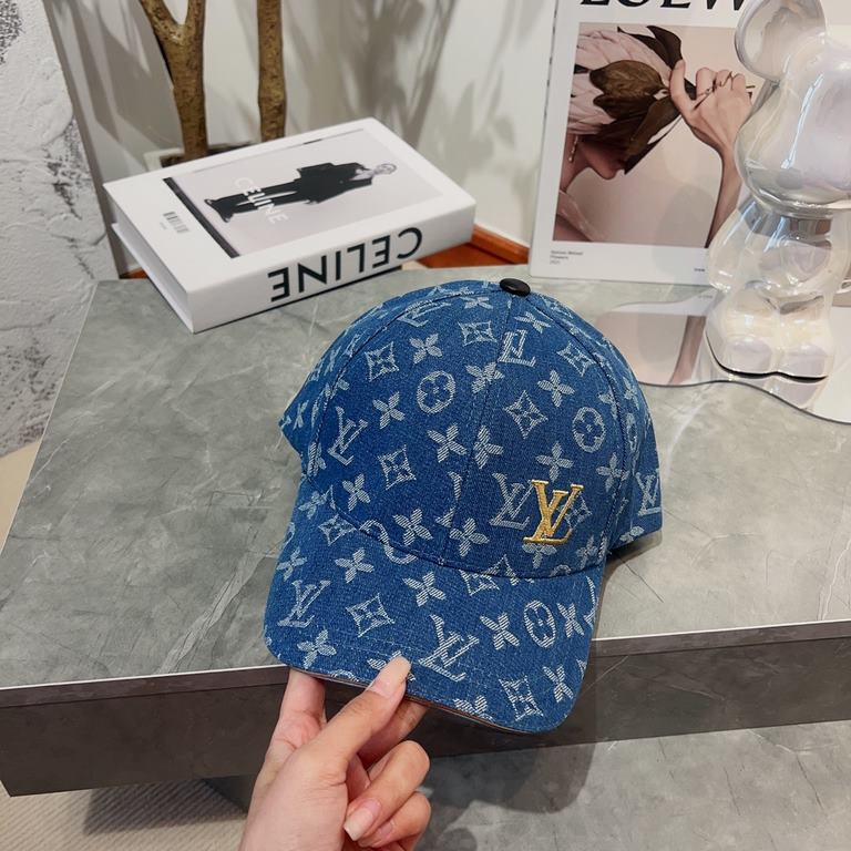 Louis Vuitton LV   new abrasive washed blue baseball cap, casual versatile Japanese system do old retro cowboy duck tongue cap, men and women with the same models