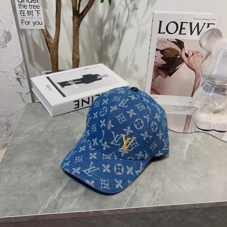 Louis Vuitton LV   new abrasive washed blue baseball cap, casual versatile Japanese system do old retro cowboy duck tongue cap, men and women with the same models