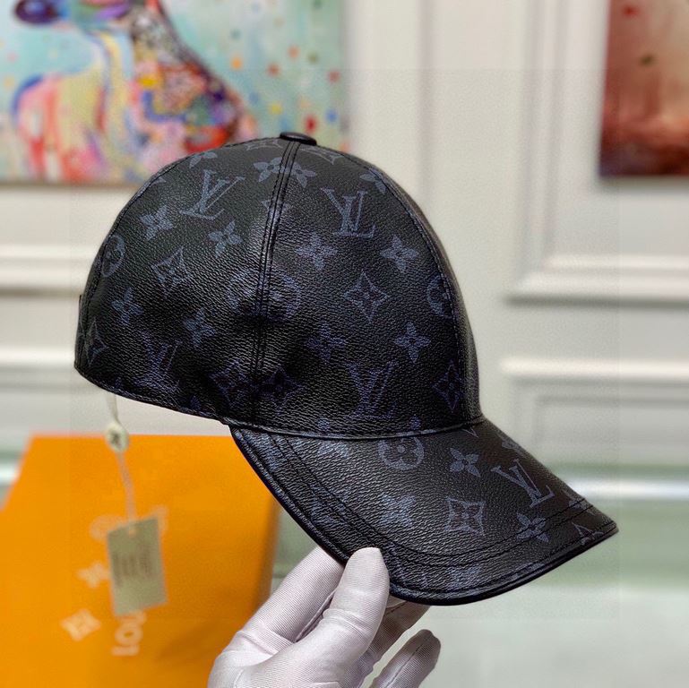 With packaging cloth bag, LV Louis Vuitton classic original single baseball cap, classic old flower, 11 open mold customized, the original counter PU leather   head layer cowhide wrapped edge, long years of explosive ver