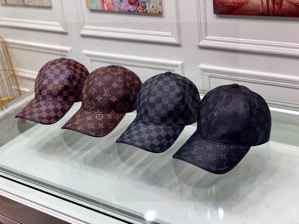 The cap is made of PU leather and head-layer cowhide.With packaging cloth bag, LV Louis Vuitton classic original single baseball cap, classic old flower, 11 open mold customized, the original counter PU leather   head la