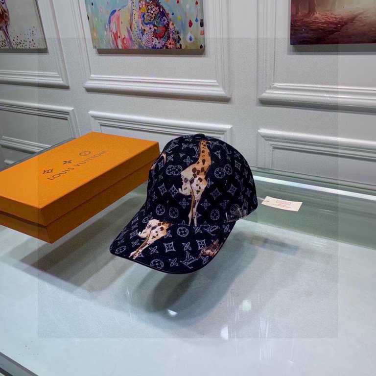 LV Louis Vuitton baseball cap.With box cloth bag, LV Louis Vuitton new original single baseball cap, animal silkscreen, 11 open mold customized, original silkscreen satin fabric   head layer cowhide, fashionable and hand