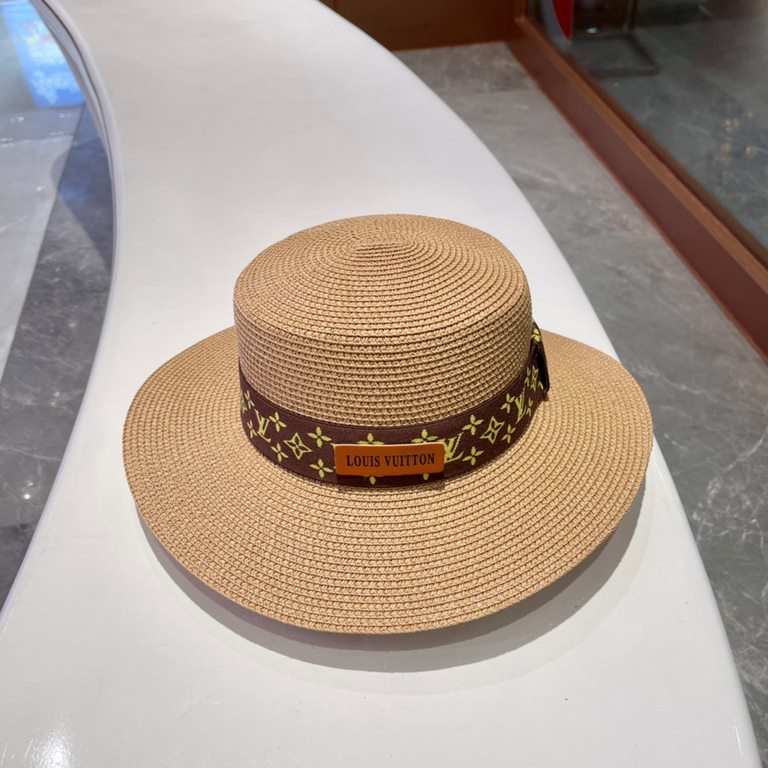 LV flat cap  flat straw hat  straw hat beach hat