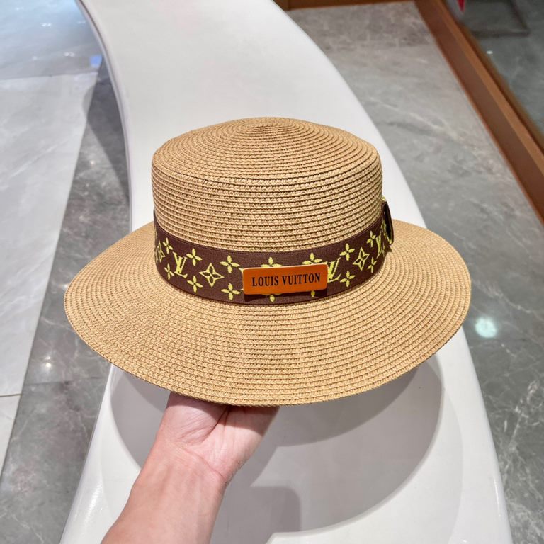 LV flat cap  flat straw hat  straw hat beach hat