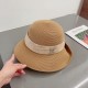 ￥LV Louis Vuitton Straw Hat, rolled brim design, old flower webbing, celebrity style, head circumference 57cm