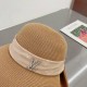 ￥LV Louis Vuitton Straw Hat, rolled brim design, old flower webbing, celebrity style, head circumference 57cm