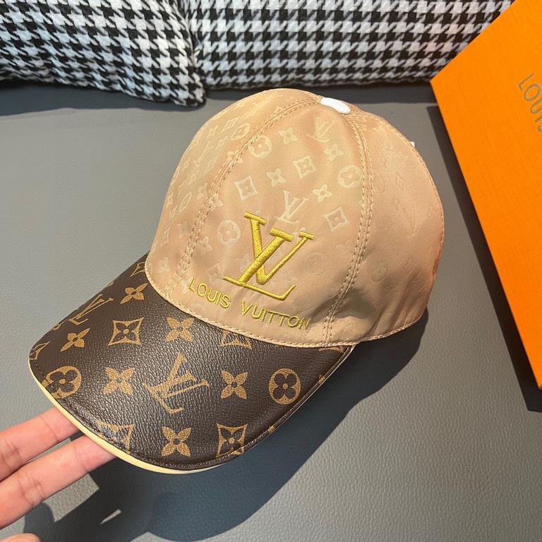 With box cloth bag, LV (Louis Vuitton) new original single baseball cap, old flower splicing, 11 open mold customized, the original printing satin fabric   counter old flower leather, workmanship is meticulous and perfec