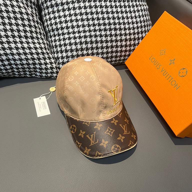 With box cloth bag, LV (Louis Vuitton) new original single baseball cap, old flower splicing, 11 open mold customized, the original printing satin fabric   counter old flower leather, workmanship is meticulous and perfec