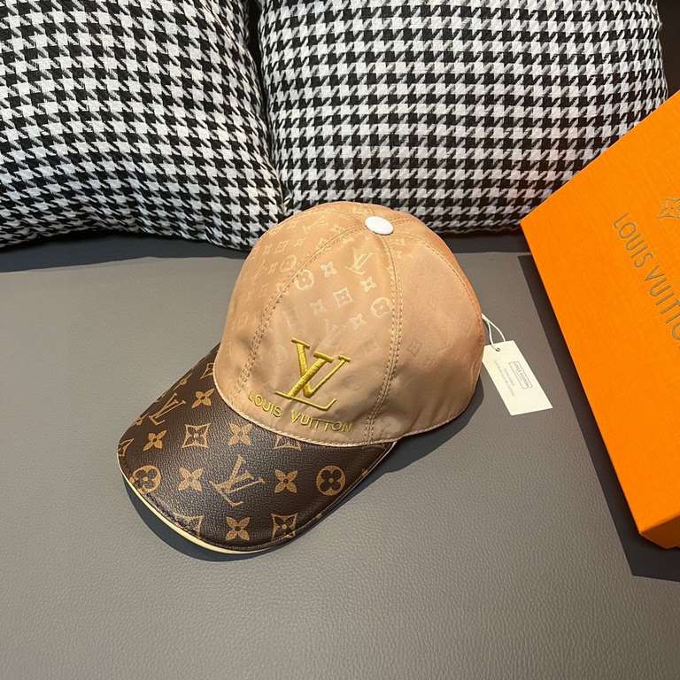 With box cloth bag, LV (Louis Vuitton) new original single baseball cap, old flower splicing, 11 open mold customized, the original printing satin fabric   counter old flower leather, workmanship is meticulous and perfec