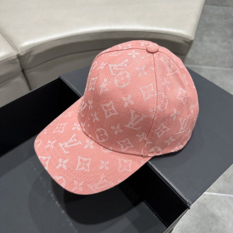 (LV Louis Vuitton) new full print logo pattern paragraph baseball cap, counter synchronization shipment, big name models super good with, hurry to get!