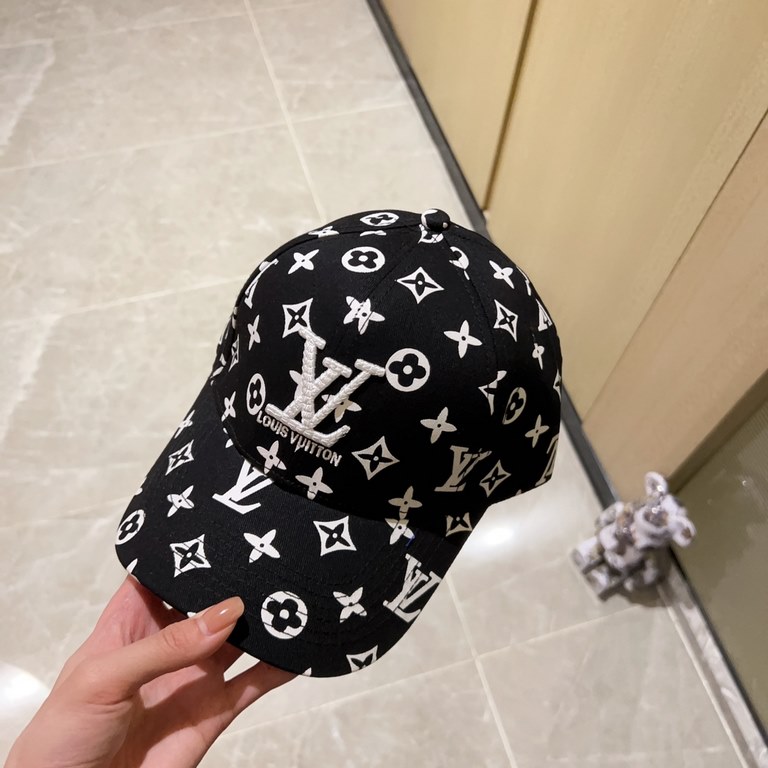 with dust bag [LV Louis Vuitton] 2023 new embroidered simple models of baseball caps, new shipments, the big models are super good with, hurry up to get!