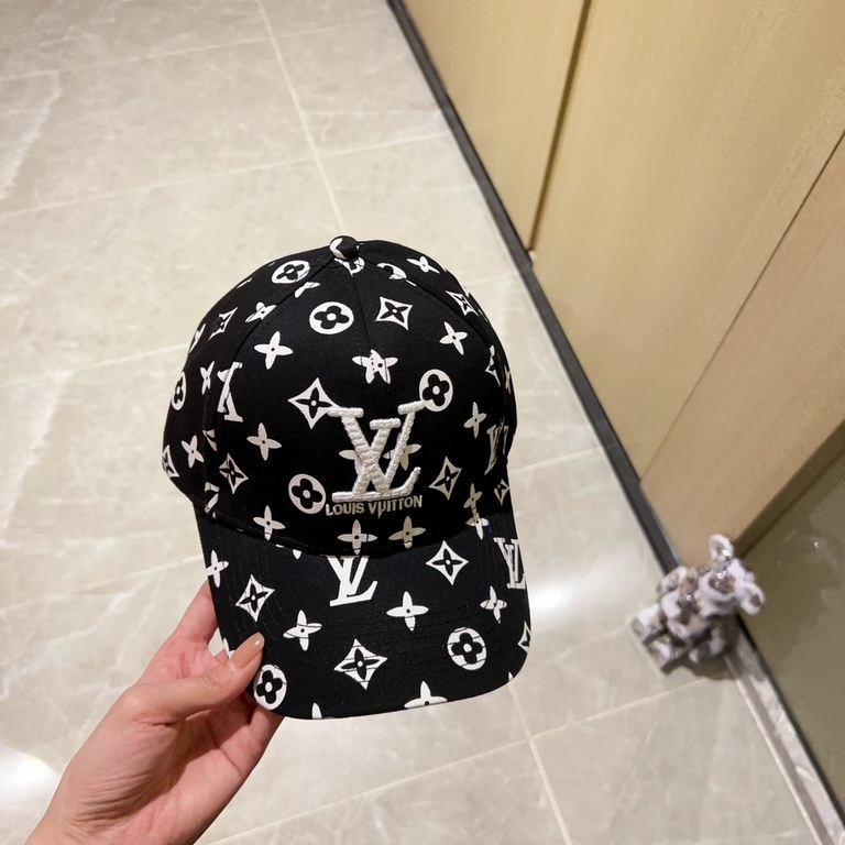 with dust bag [LV Louis Vuitton] 2023 new embroidered simple models of baseball caps, new shipments, the big models are super good with, hurry up to get!