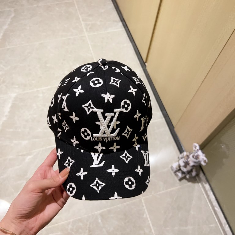 with dust bag [LV Louis Vuitton] 2023 new embroidered simple models of baseball caps, new shipments, the big models are super good with, hurry up to get!