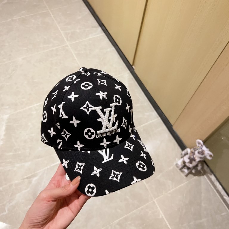 with dust bag [LV Louis Vuitton] 2023 new embroidered simple models of baseball caps, new shipments, the big models are super good with, hurry up to get!