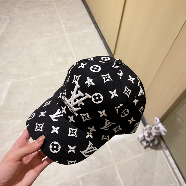 with dust bag [LV Louis Vuitton] 2023 new embroidered simple models of baseball caps, new shipments, the big models are super good with, hurry up to get!