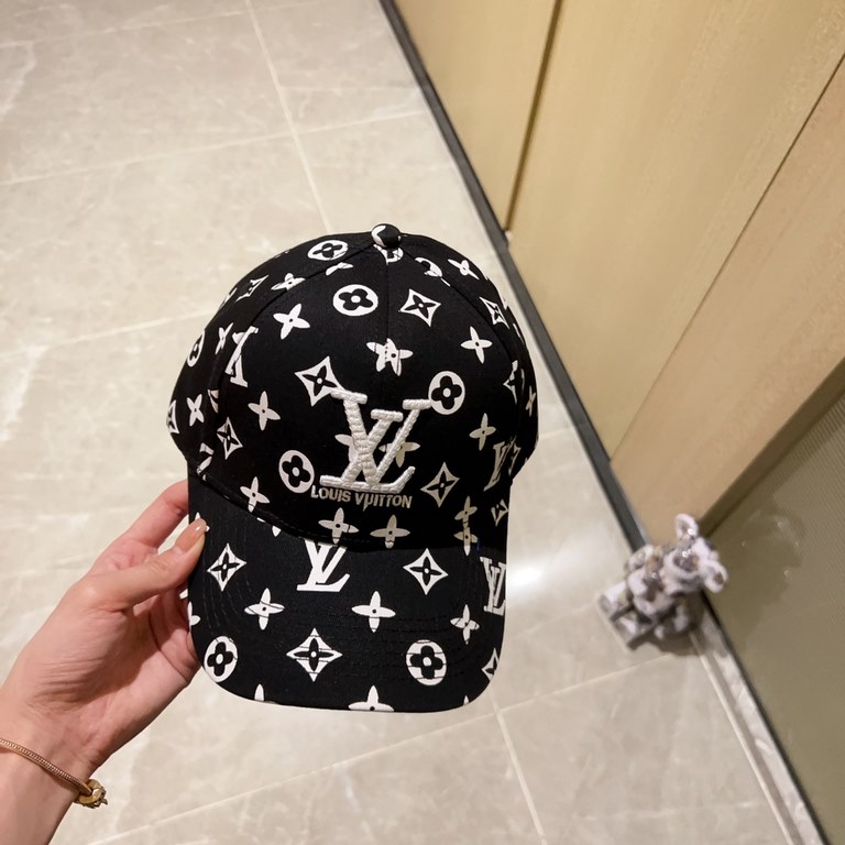 with dust bag [LV Louis Vuitton] 2023 new embroidered simple models of baseball caps, new shipments, the big models are super good with, hurry up to get!