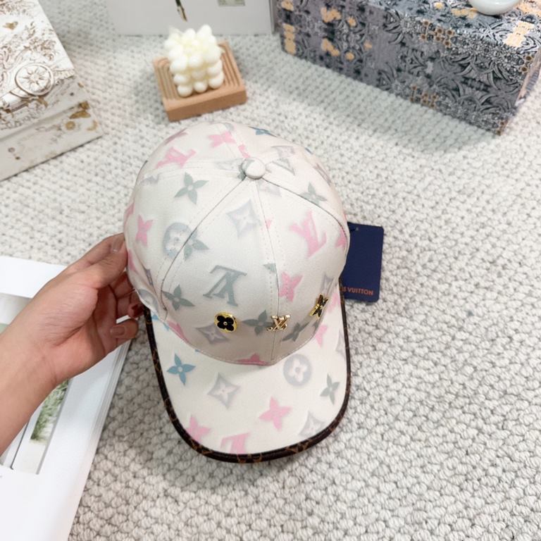 LV Louis Vuitton original single embroidered baseball cap Counter hot models cotton lining, lightweight and breathable. Perfect version of the grid accurate, original quality, exclusive physical shooting, men and women a