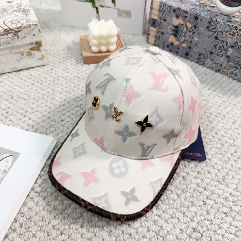 LV Louis Vuitton original single embroidered baseball cap Counter hot models cotton lining, lightweight and breathable. Perfect version of the grid accurate, original quality, exclusive physical shooting, men and women a