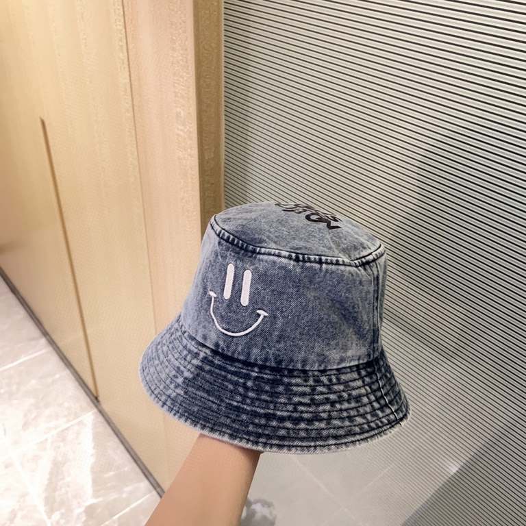 with dust bag [LV Louis Vuitton] 2023 spring and summer denim smiley face simple paragraph fisherman's hat, the big models are super good with, hurry to get!