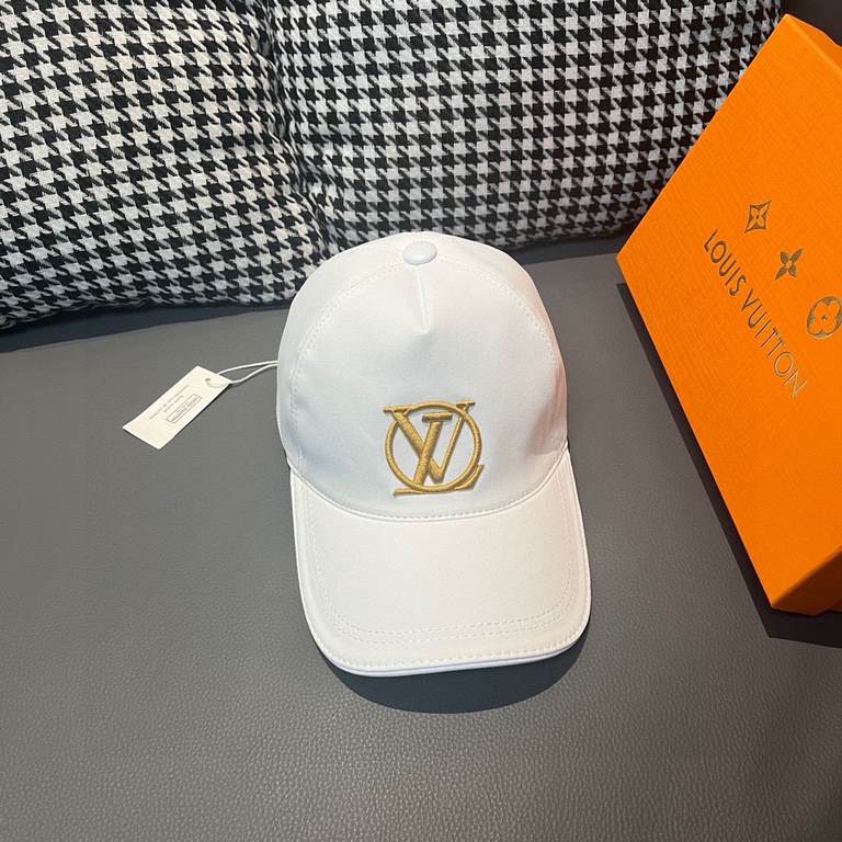 New model shipmentWith box bag, LV (Louis Vuitton) new original single baseball cap, LV gold silk embroidery, counter 11 open mold customized, original cotton fabric   head layer cowhide, fine embroidery! Awesome quality