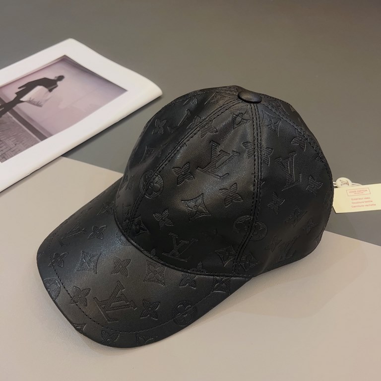 LVLouis Vuitton   High Version, Men's and Women's New MONOGRAM SHADOW Embossed Printed Leather Hat