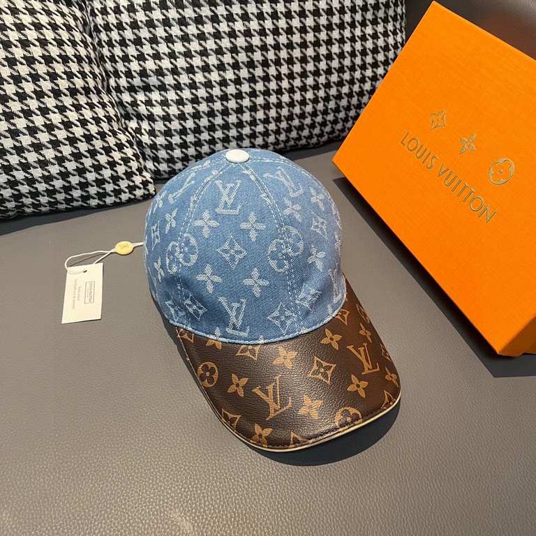 LV (Louis Vuitton).With box cloth bag, LV (Louis Vuitton) new original single baseball cap, old flower splicing, 11 open mold customized, original denim fabric   counter old flower leather, workmanship is meticulous and 