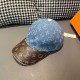 LV (Louis Vuitton).With box cloth bag, LV (Louis Vuitton) new original single baseball cap, old flower splicing, 11 open mold customized, original denim fabric   counter old flower leather, workmanship is meticulous and 